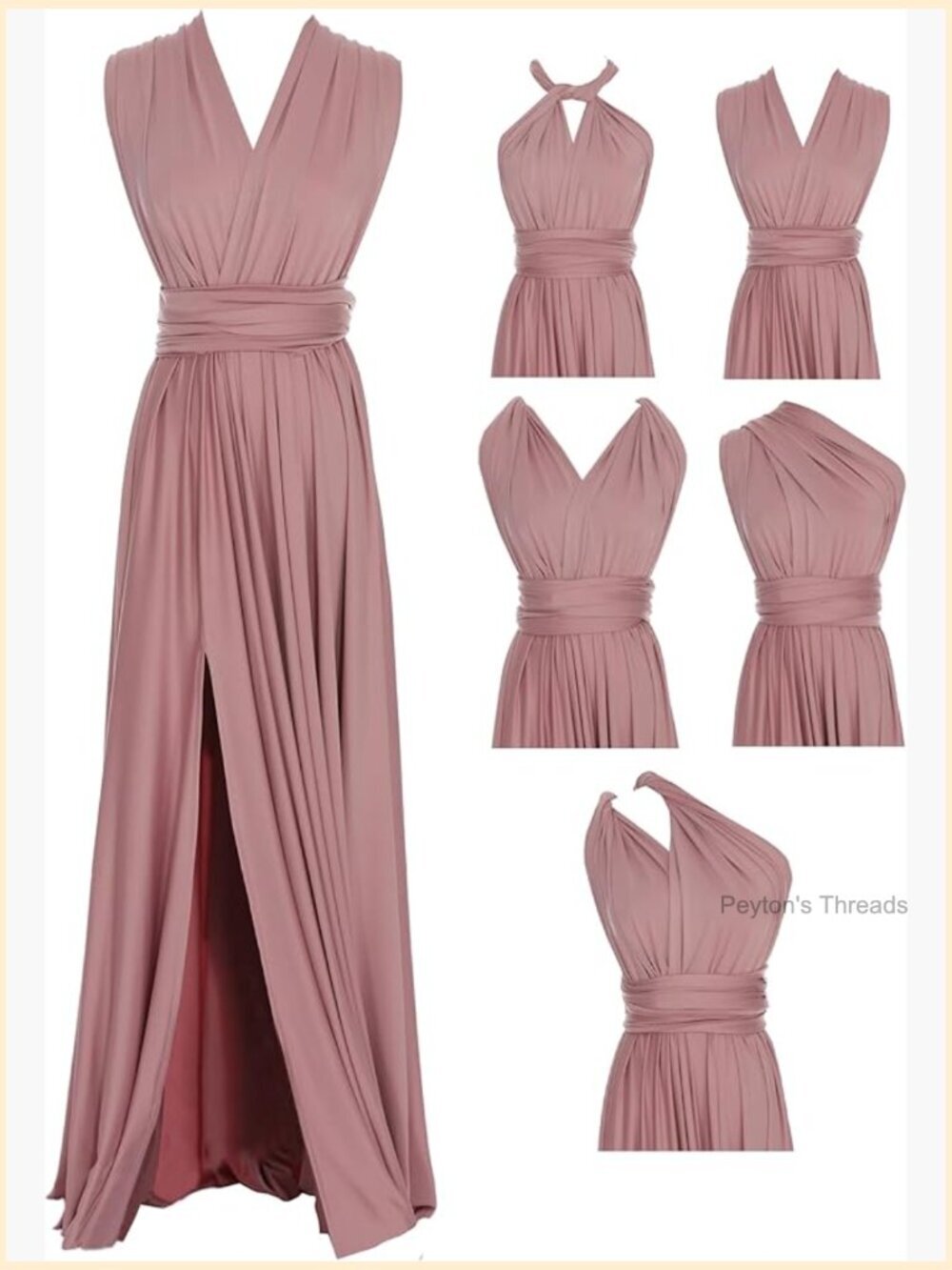 Infinity Wrap Convertible Slit Formal Floor-Length Bridesmaid Dress Multi-Way